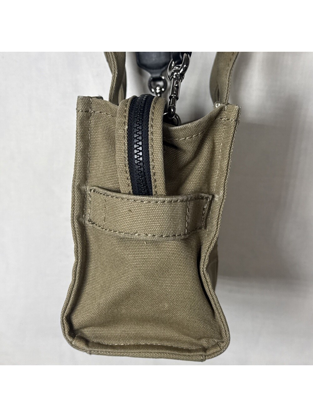 Marc Jacobs The Mini Tote Bag Khaki Canvas Crossbody Purse - Stained - Picture 8 of 13